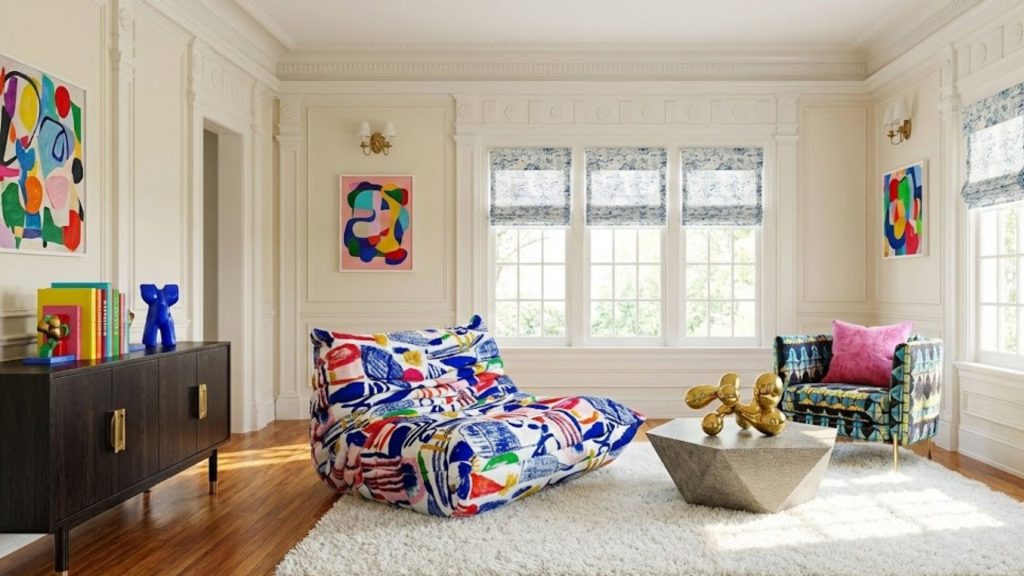 Adorn Croft's colorful Togo Sofa in a modern living room.