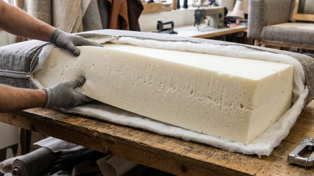 The filling and foam core of a sofa.