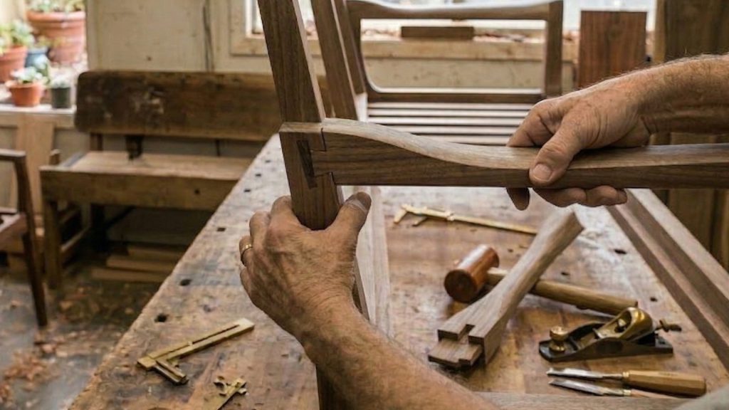 Reinforced joinery for a sofa.