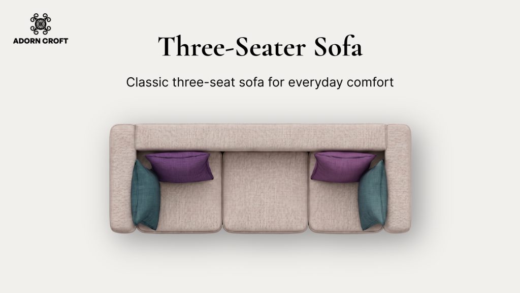 Graphic of a three-seater sofa with a short description.