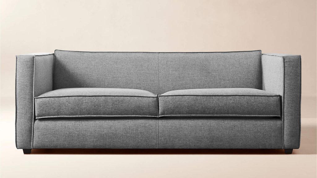 CB2 Club 74" sofa in grey fabric