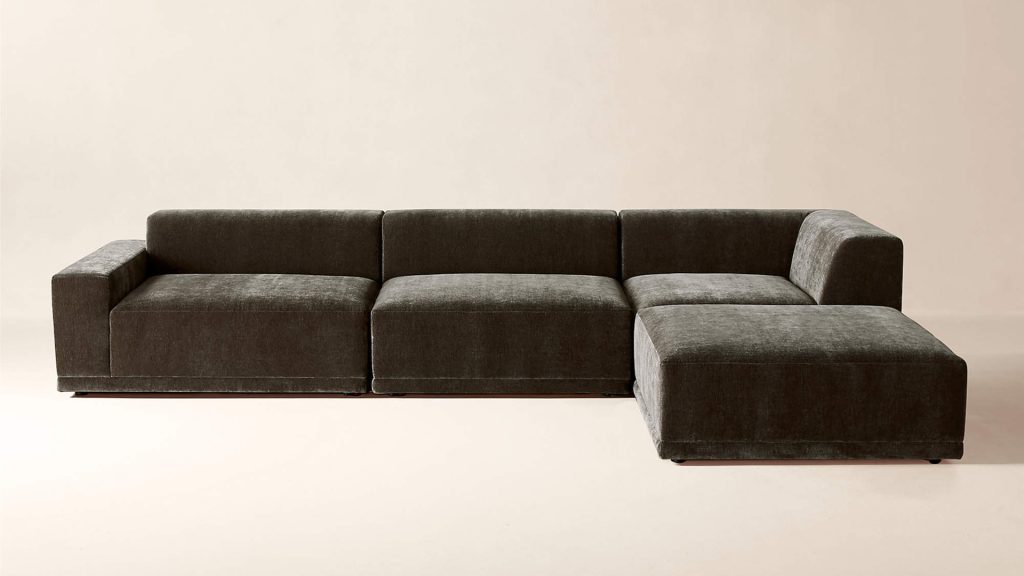 CB2's Faible Sectional in dark grey fabric