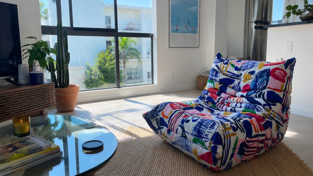 Colorful Togo sofa in an apartment living room