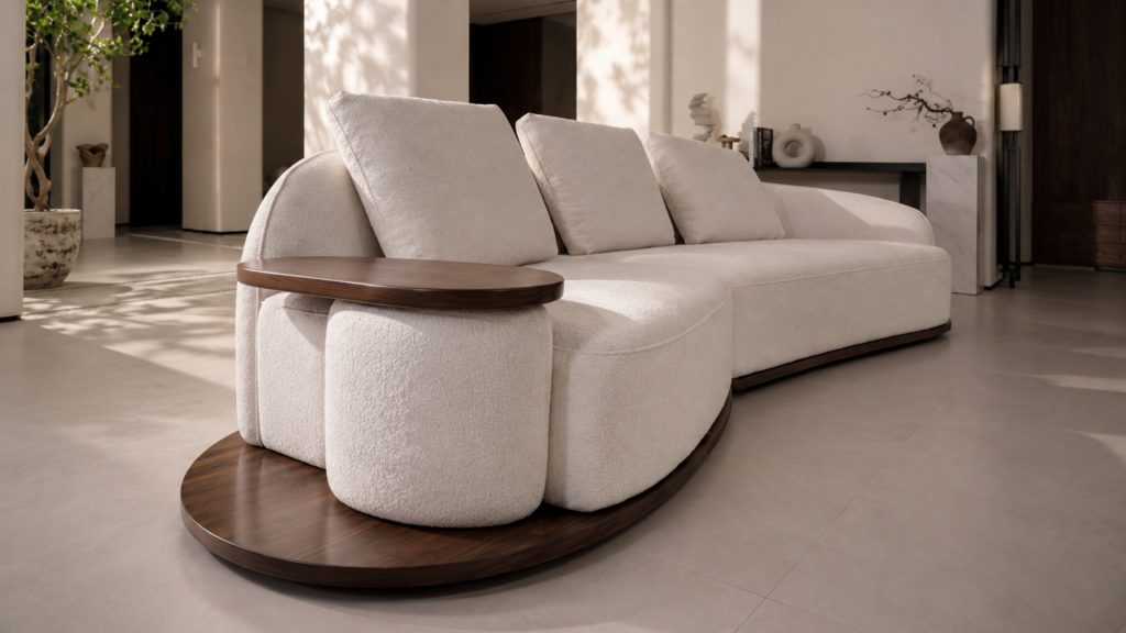 Adorn Croft's Elara Curved Deep Sectional from the side