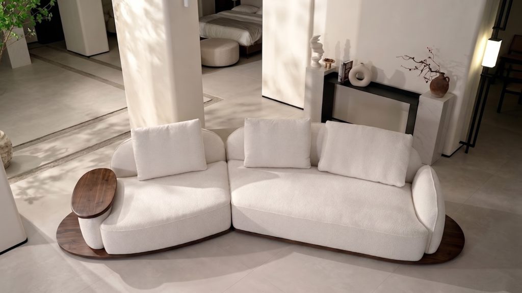 Top-down view of Adorn Croft's Elara Curved sectional.