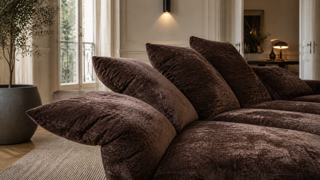 Adorn Croft's brown Petal sofa with adjusted backrests.
