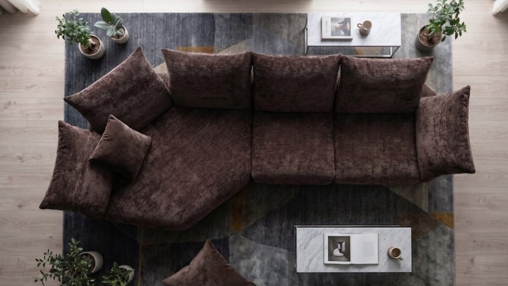 Top-down view of Adorn Croft's petal sofa, highlighting its deep seats.