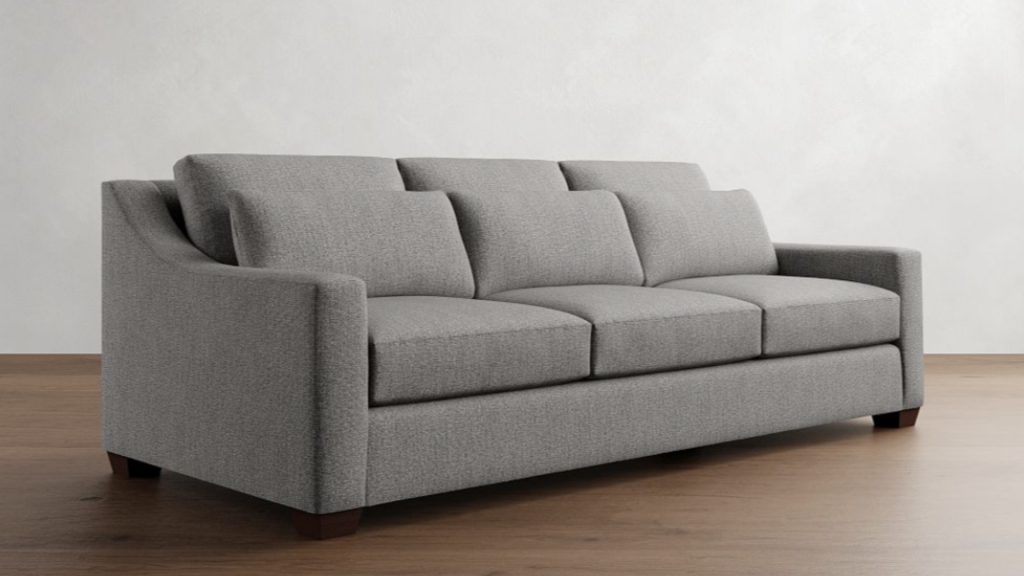 Pottery Barn's York Deep Seat in grey fabric.