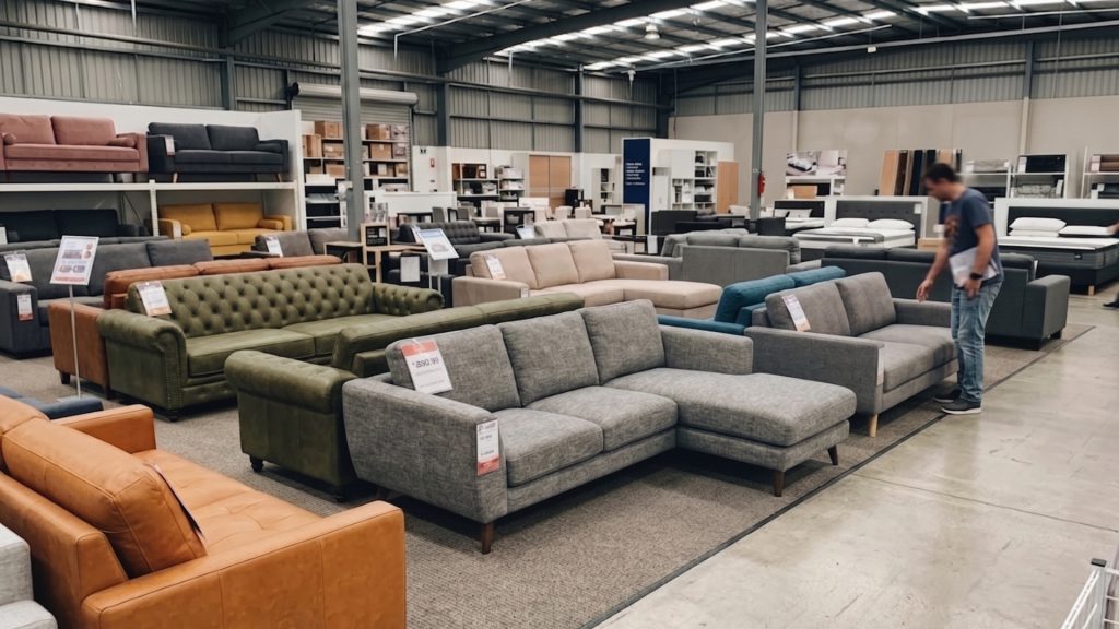 Sofa furniture store with a variety of couches.