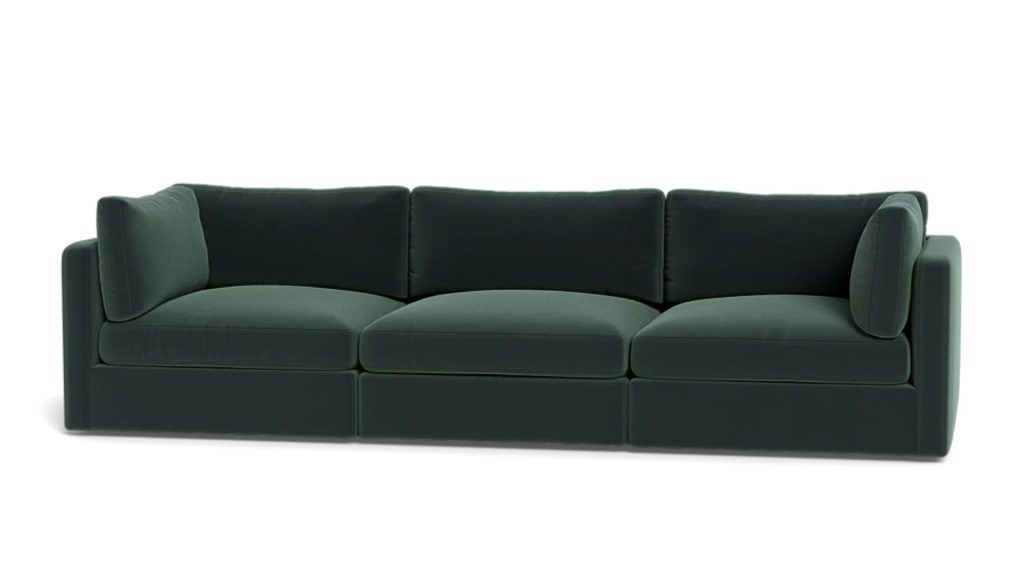 Interior Define's Tatum Modular Sofa with deep seats and blue upholstery