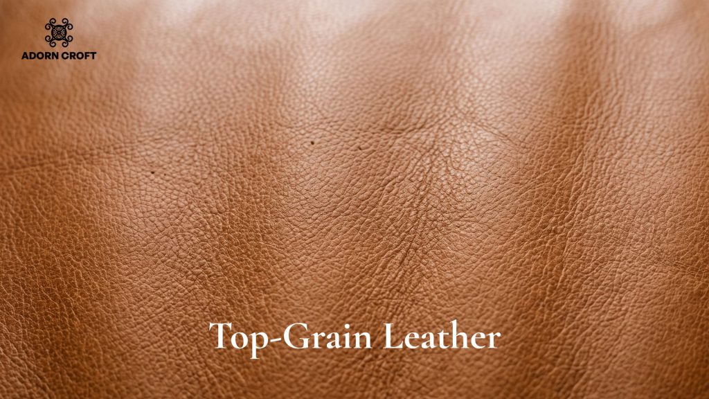 Close-up of top-grain leather texture