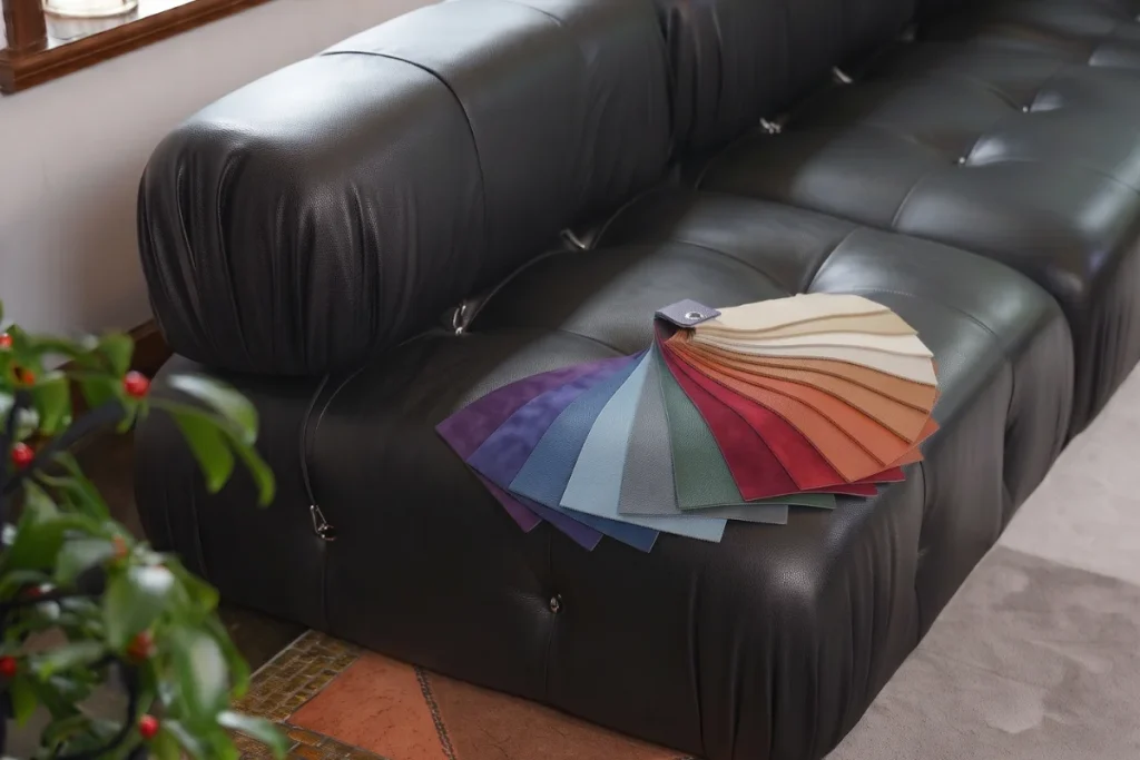 Colorful leather selection for Adorn Croft's Mario Bellini sofas